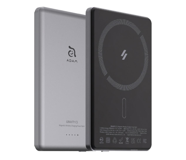 Adam Elements Gravity C5 Magnetic Wireless (Ultra Slim) 5000mAh szary - 1238459 - zdjęcie